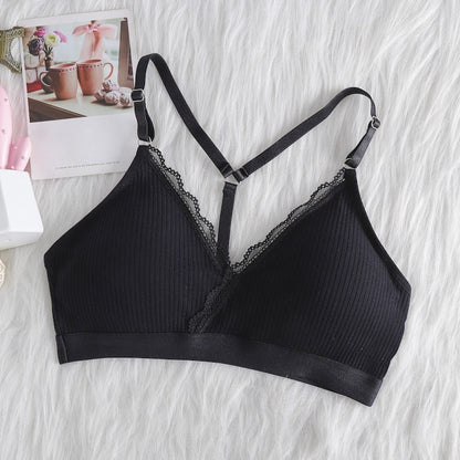 Frauen Push Up BH Bralette Dünne Schulterriemen Unterwäsche Fitness Spitzen BHs Tube Tops